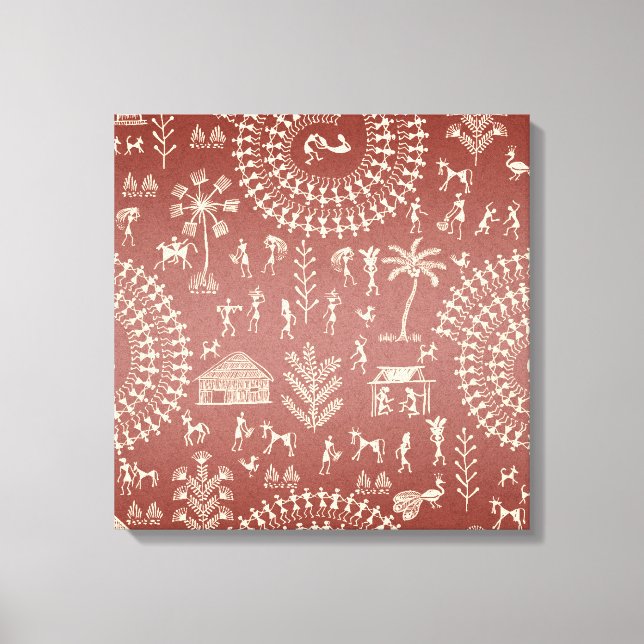 Handmade Tribal Warli Folk Art ... Canvas Print (Front)