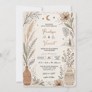 Handmade Watercolor Wedding Invitation