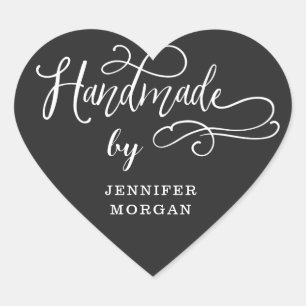 handmade whimsical script monogram heart sticker