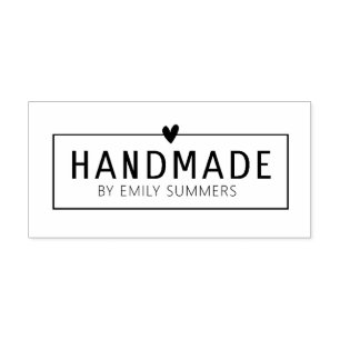 Handmade With Heart by custom name Rubber Stamp
