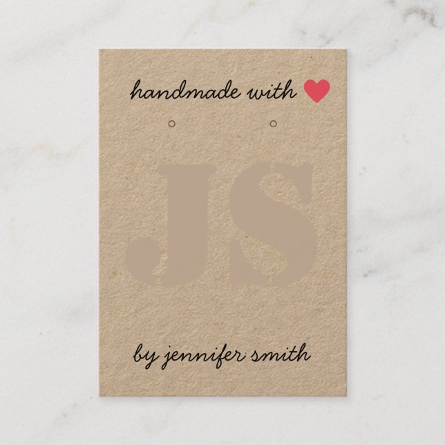 Handmade with Heart Earrings Display Card Holder (Front)