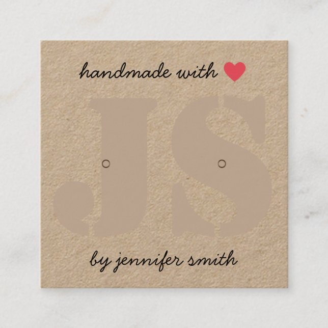 Handmade with Heart Earrings Studs Display Card (Front)