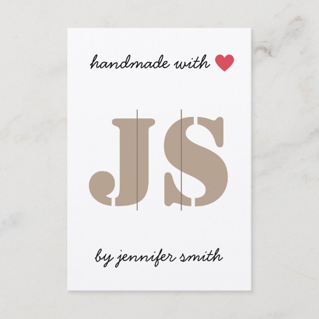 Handmade with Heart Hair Clip Display Card Holder (Front)