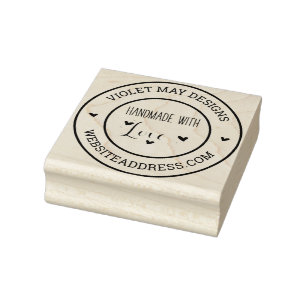 Handmade with Love - Add your name and website Rubber Stamp