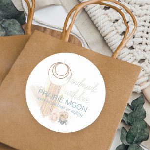 Handmade with Love Boho Macrame Wall Hanging Classic Round Sticker