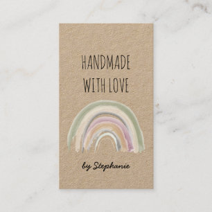 Handmade with Love Boho Rainbow Kraft Paper Rustic Business Card