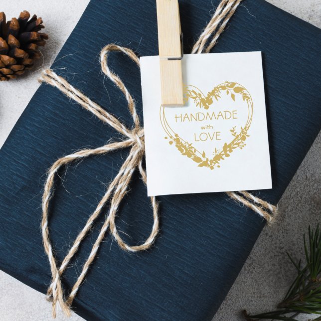 Handmade with Love botanical heart floral Whreath Rubber Stamp (Creator Uploaded)