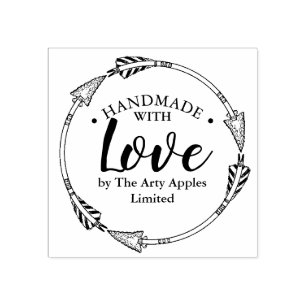 handmade with love business envelope arrow rubber stamp