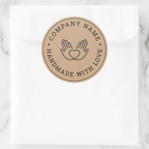 Handmade with Love Business Rustic Kraft Classic Round Sticker