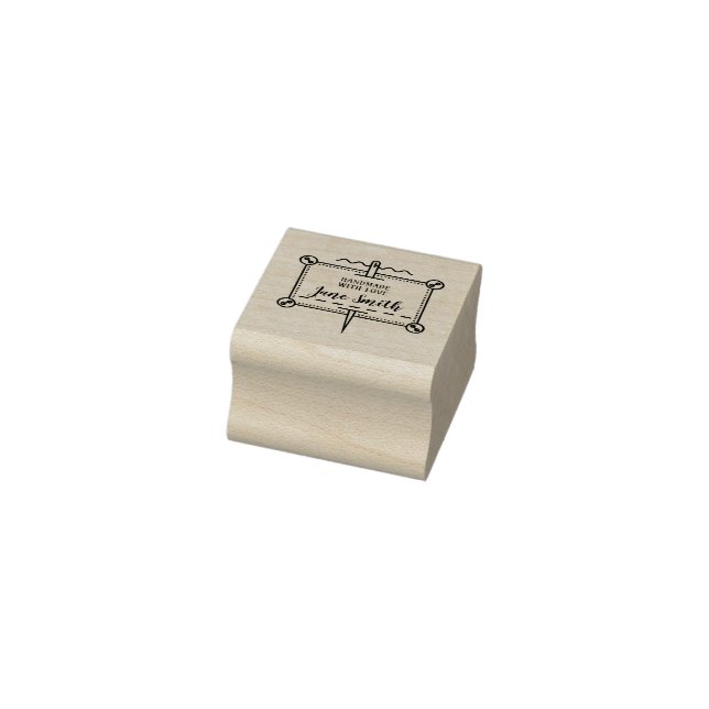 Handmade with Love | Buttons and Needle Design Rubber Stamp (Stamp)