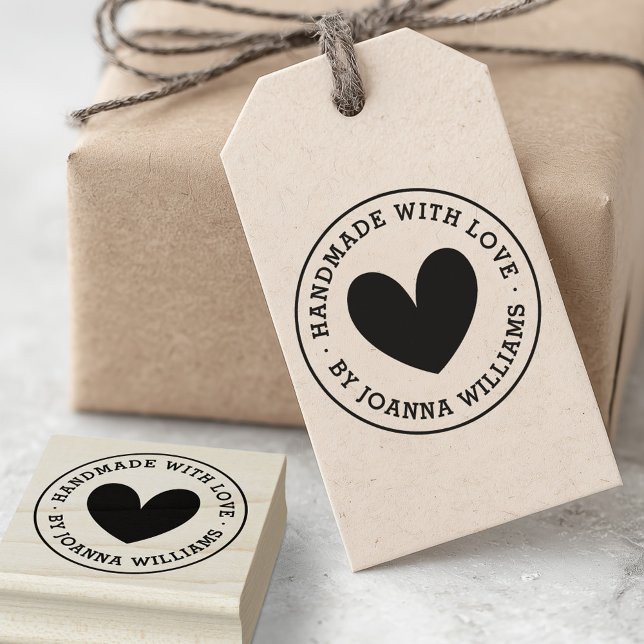 Handmade with love by custom name modern minimal rubber stamp (Handmade with love by custom name modern minimal rubber stamp)