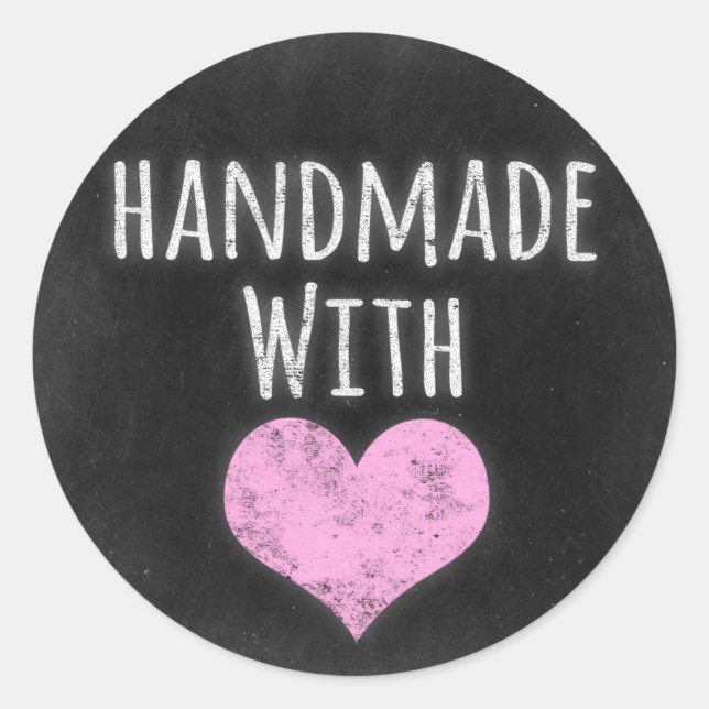 Handmade With Love Chalkboard Rustic Shabby Chic Classic Round Sticker (Front)