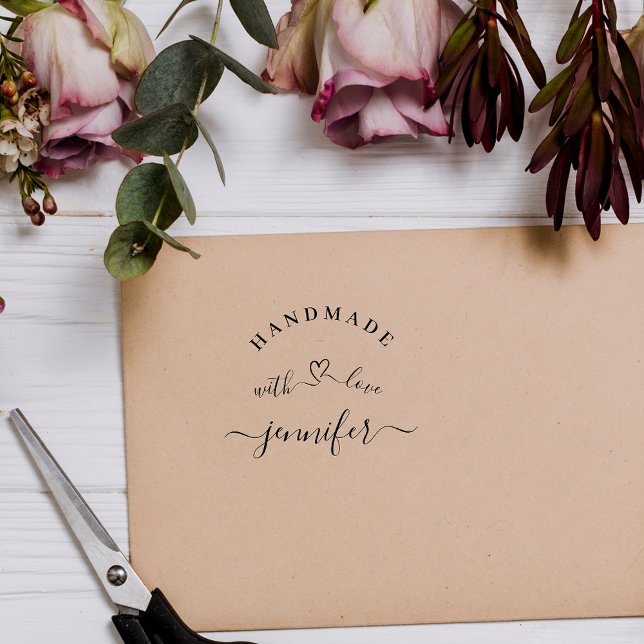 Handmade with Love Chic Modern Script Rubber Stamp (Creator Uploaded)