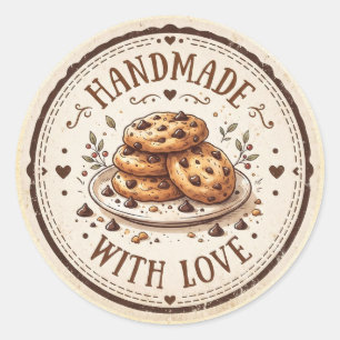 Handmade with Love Chocolate Chip Cookies Classic Round Sticker