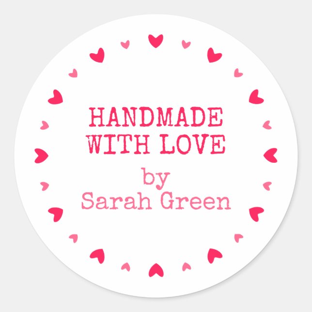 Handmade with love classic round sticker (Front)