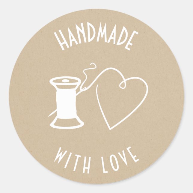 Handmade with love classic round sticker (Front)
