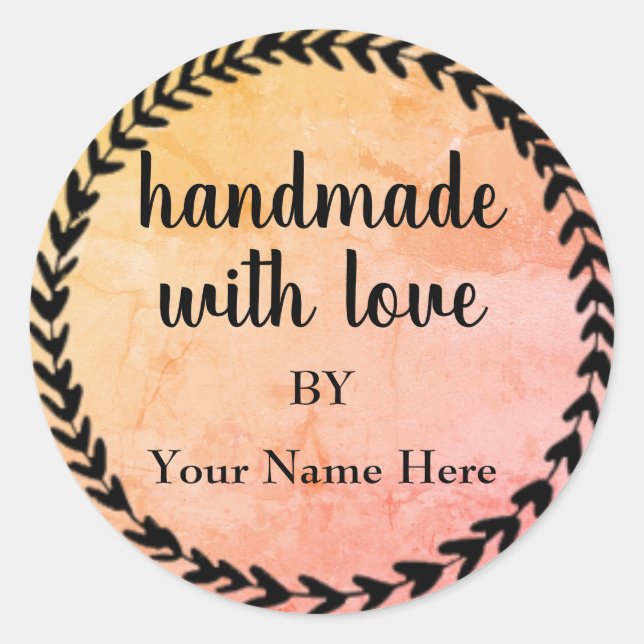 Handmade with LOVE Classic Round Sticker (Front)