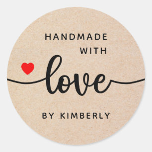 Handmade with Love Classic Round Sticker