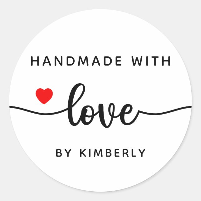 Handmade with Love Classic Round Sticker (Front)