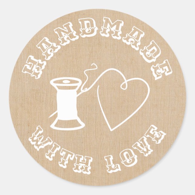 Handmade with love classic round sticker (Front)