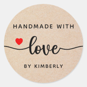 Handmade with Love Classic Round Sticker