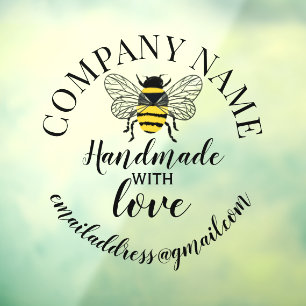 Handmade with love company name bee classic round