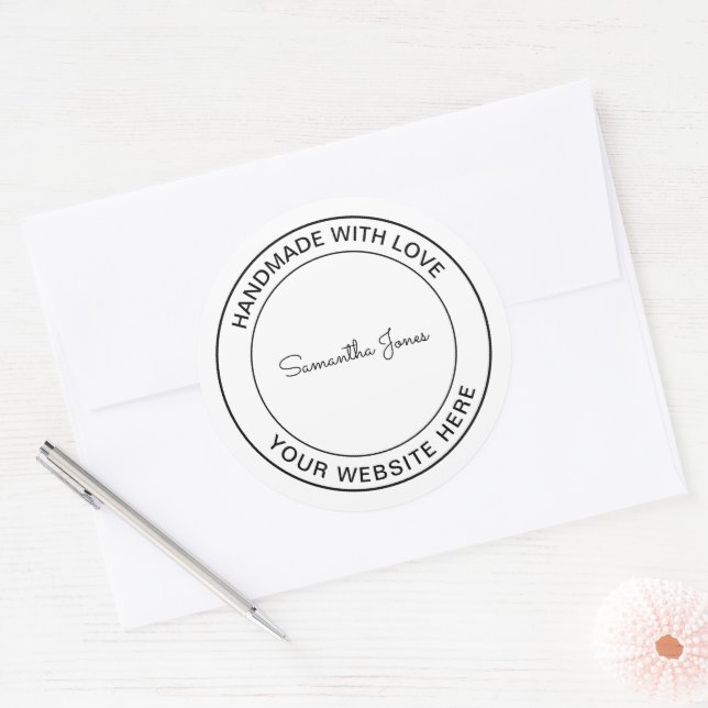 Handmade with Love Craft DIY Cool Hipster Business Classic Round Sticker (Envelope)