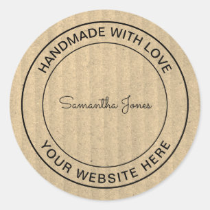 Handmade with Love Craft DIY Kraft Paper Classic Round Sticker