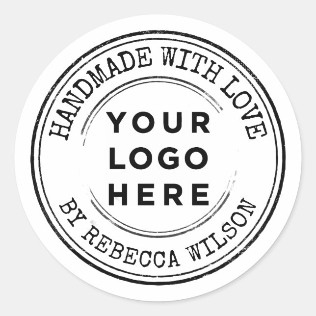 Handmade with love Custom Business Logo Classic Round Sticker (Front)