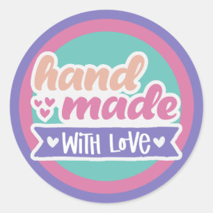 Handmade With Love - custom colours Classic Round Sticker