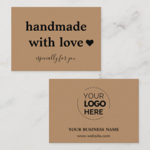 Handmade With Love Custom Logo Brown Business Card