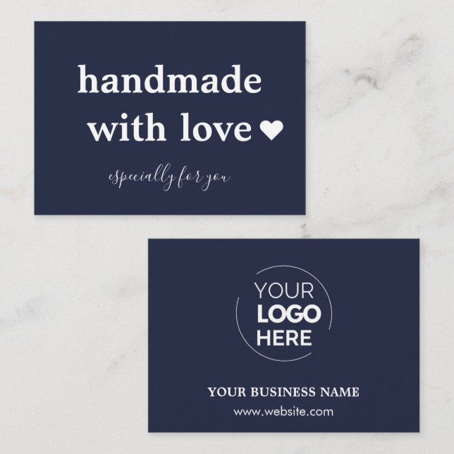 Handmade With Love | Custom Logo Navy Business Card (Front/Back)