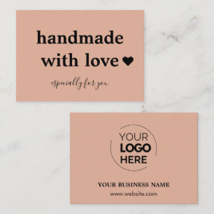 Handmade With Love Custom Logo Pink Business Card