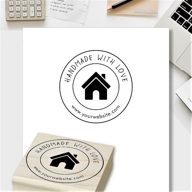 Handmade With Love Custom Logo Text Personalised Rubber Stamp (Creator Uploaded)