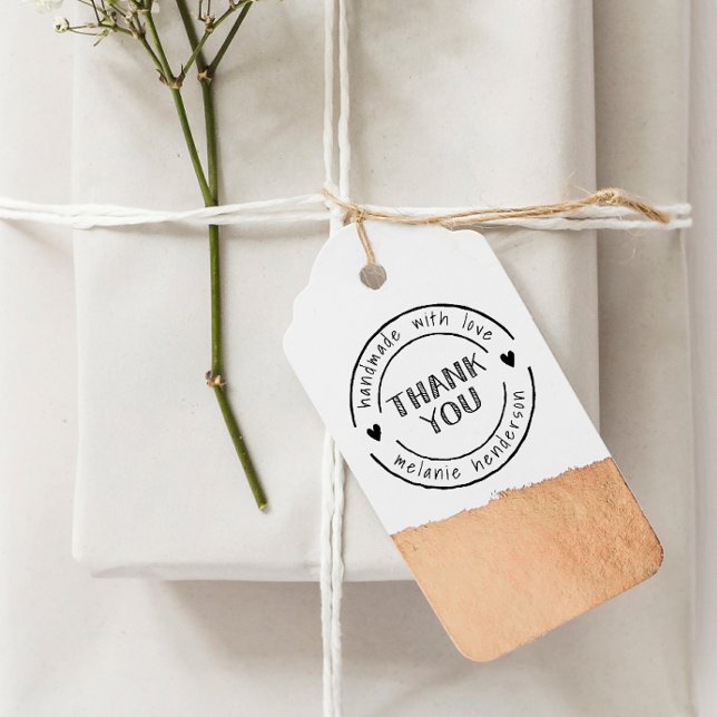 Handmade With Love & Custom Name Cute Thank You Self-inking Stamp (Rubber Stamp Mock-up)