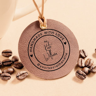 Handmade With Love Custom Name Social handle Rubber Stamp