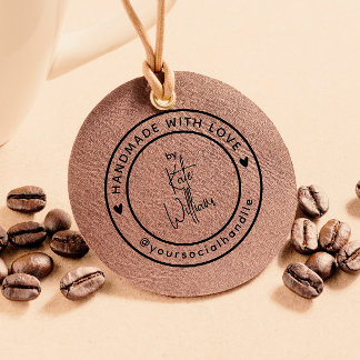 Handmade With Love | Custom Name Social handle Rubber Stamp