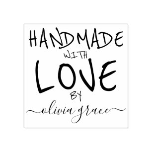 Handmade with love custom personalised typography rubber stamp