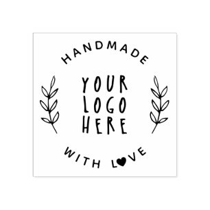 Handmade With Love Custom Self-Made Business Logo Rubber Stamp