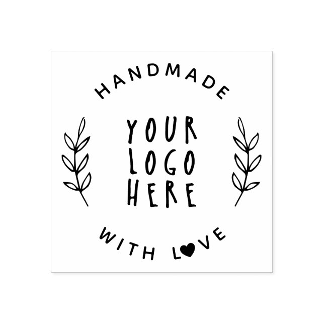 Handmade With Love Custom Self-Made Business Logo Rubber Stamp (Imprint)