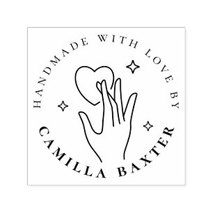 Handmade With Love Custom Small Business Logo Self-inking Stamp