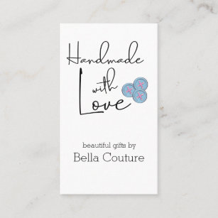 Handmade with Love Cute Buttons White Vertical Business Card