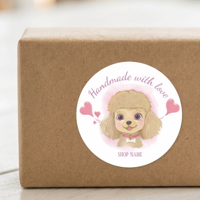 Handmade with Love Dog Sticker – Pastel Label (Creator Uploaded)