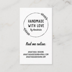 Handmade with Love Doodle Wreath Business Card