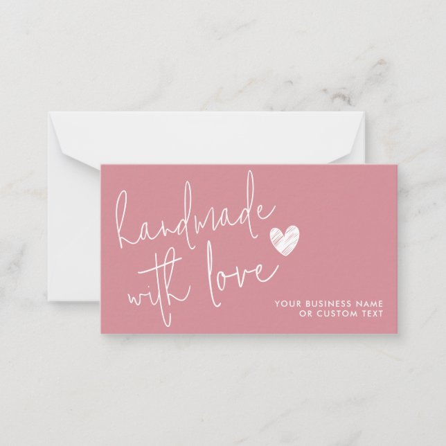 Handmade with Love Dusty Pink Heart Jewellery Care Card (Front)