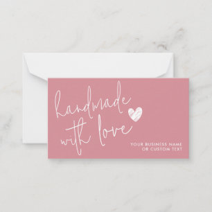Handmade with Love Dusty Pink Heart Jewellery Care Card