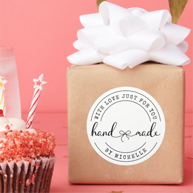 Handmade With Love elegant script Sticker (Party)
