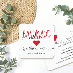 Handmade With Love Etsy Home Crafter Art Fair Square Business Card