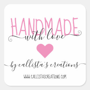 Handmade With Love Etsy Home Crafter Art Fair Square Sticker