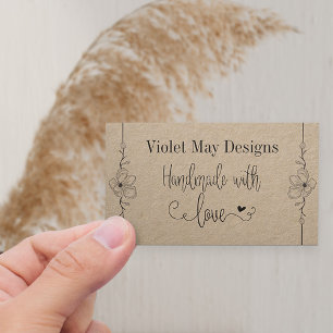 Handmade with Love Feminine Kraft Business Card